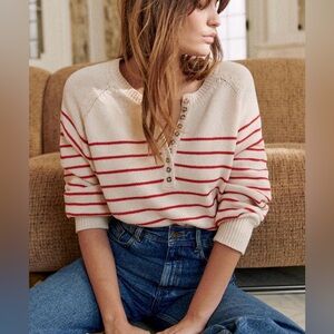 Leontine Jumper in Ecru/Red